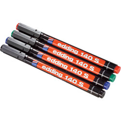 Edding 04140-4000 E-140 S OHP Marker 4x Set 0.3mm Black, Red, Blue and Green