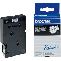 Brother TC-201 Black on White Label Tape 12mm