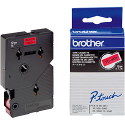 Brother TC-401 Black on Red Label Tape 12mm