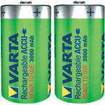 Varta 56720 101 402 NiMH 1.2V D Size 3000mAh Rechargeable Battery Pack of 2
