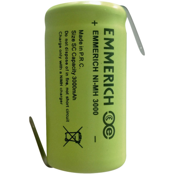 Emmerich SC3000 NiMH Sub-C Size 1.2V 3000mAh Rechargeable Battery ...