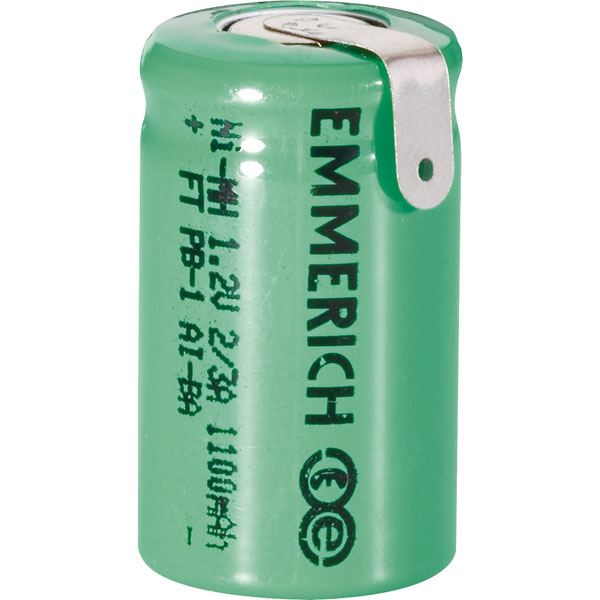 Emmerich 255032 NiMH 2/3 A Size 1.2V 1100mAh Rechargeable Battery ...