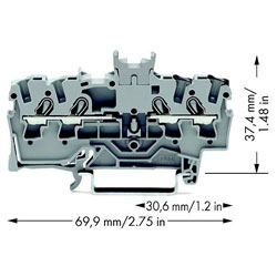 WAGO 2001-1441 Dbl. Potential Terminal Block Grey 2.5mm²