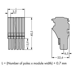 WAGO 2020-106 6-way 1 Conductor Female Plug Grey