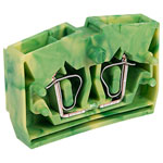 WAGO 264-307 2-Cndtr. Fixing Flange End Terminal Block Green-yellow