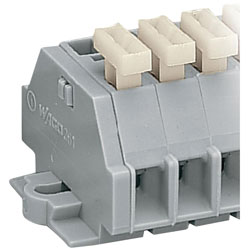 WAGO 261-152/331-000 2-way 2-Cndtr. Push Btn. Snap-in Strip Grey AWG28-14