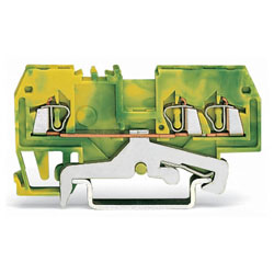 WAGO 279-687/999-950 3-Cndtr. Through Terminal Block Green-yellow AWG28-16