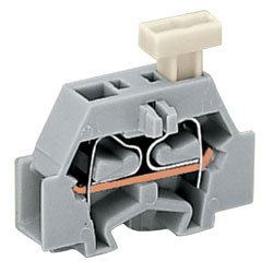 WAGO 261-303/331-000 2-Cndtr. Push Btn. Fix Flange T-Block L Grey AWG28-14