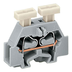 WAGO 261-311/341-000 2-Cndtr. 2 Push Btn. Snap-in T-Block Grey AWG28-14