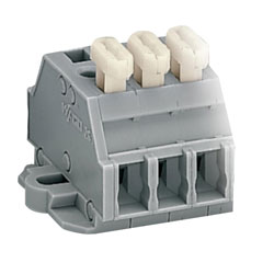 WAGO 261-422/331-000 2-way 2-Cndtr. Push Btn. F-Flange Block Grey AWG28-14