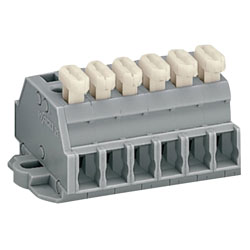 WAGO 261-426/331-000 6-way 2-Cndtr. Push Btn. F-Flange Block Grey AWG28-14