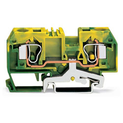 WAGO 284-907 10mm 2-conductor Through Terminal Block Green-yellow AWG 24-8