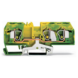 WAGO 284-687 10mm 3-conductor Through Terminal Block Green-yellow AWG 24-8