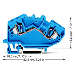 WAGO 782-604 2-conductor Through Terminal Block for Ex i Applications Blue