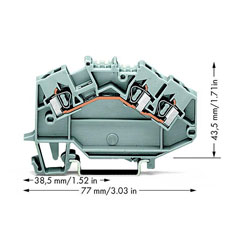 WAGO 780-631 3-conductor Through Terminal Block Grey