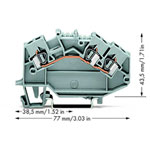 WAGO 780-631 3-conductor Through Terminal Block Grey