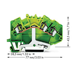 WAGO 780-637 3-conductor Ground Terminal Block Green-yellow