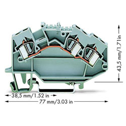 WAGO 781-631 3-conductor Through Terminal Block Grey