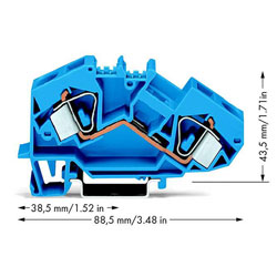 WAGO 783-604 2-conductor Through Terminal Block Blue