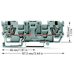 WAGO 769-191 1-conductor/1-conductor Carrier Block/2-jumper 2-pole Grey