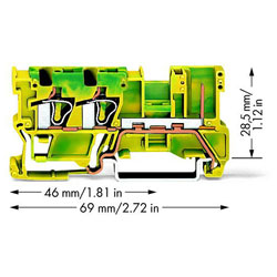 WAGO 769-257 2-conductor/1-pin Ground Carrier Terminal Block Green-yellow