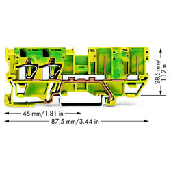 WAGO 769-217 2-conductor/2-pin Ground Carrier Terminal Block Green-yellow