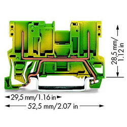 WAGO 769-227 2-pin Ground Carrier Terminal Block Green-yellow