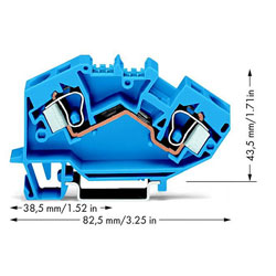 WAGO 784-604 2-conductor Through Terminal Block for Ex i Applications Blue