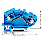 WAGO 784-604 2-conductor Through Terminal Block for Ex i Applications Blue