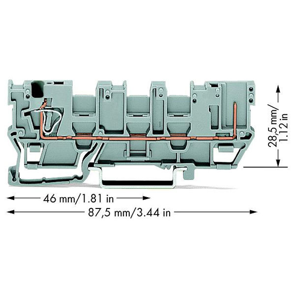 769-214 1-conductor/1-pin Carrier Terminal Block & 3 Jumper Pos. Grey