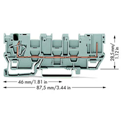 WAGO 769-214 1-conductor/1-pin Carrier Terminal Block & 3 Jumper Pos. Grey