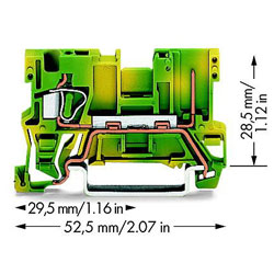 WAGO 769-237 1-conductor/1-pin Ground Carrier Terminal Block Green-yellow