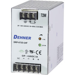 Dehner Elektronik DRP072D-24FTN DIN Rail Power Supply 24VDC 3.0A 72W 1-Phase