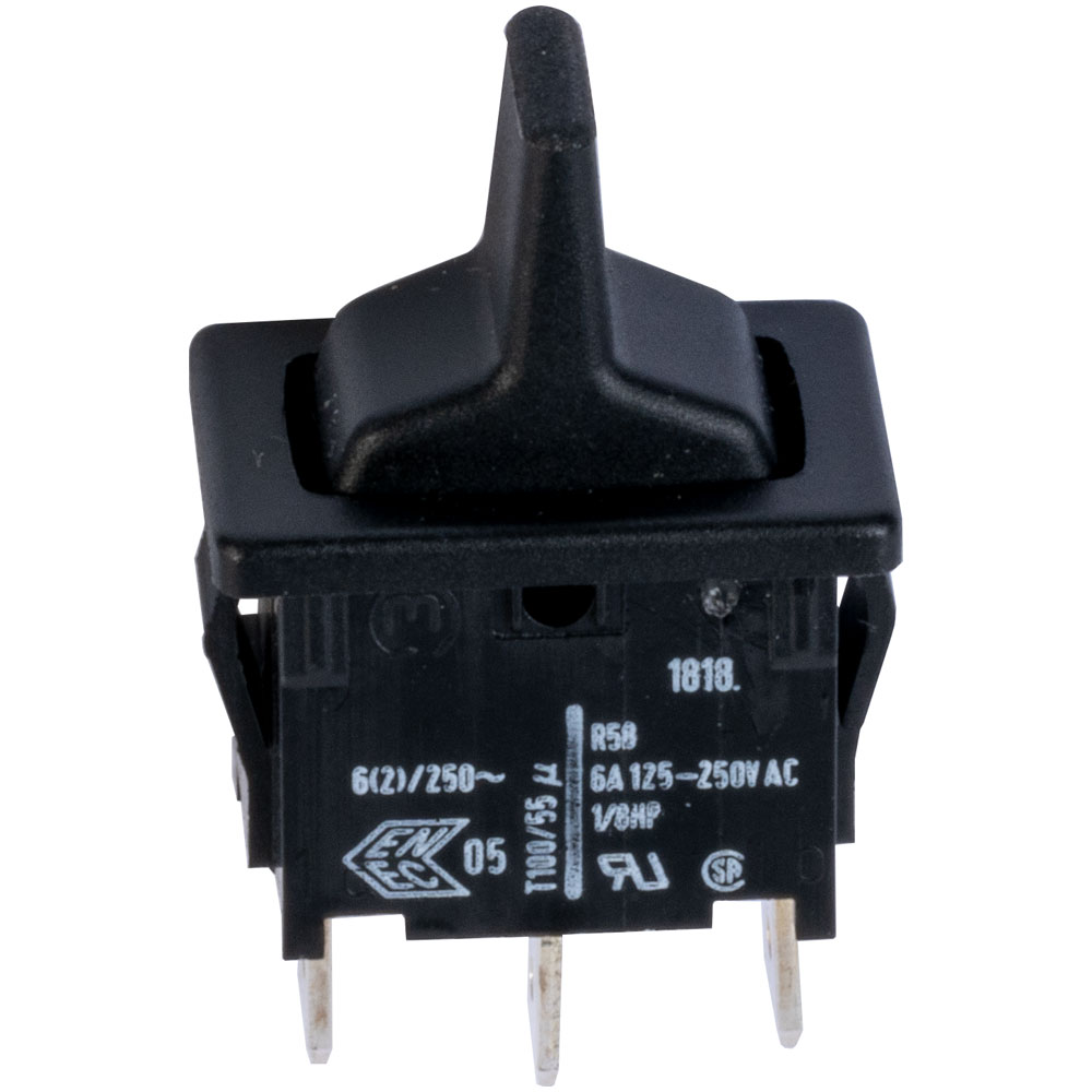 Feed Thru Rocker Switch For 18/2 SPT-2; 3A-120V; Black Finish (90/2368...