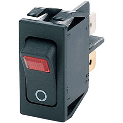 Marquardt 1555.3102 Illuminated Rocker Switch 16A IP40 DPST On-Off Black/Red