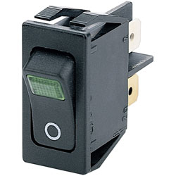 Marquardt 1555.3108 Illuminated Rocker Switch 16A IP40 DPST On-Off Black/Green