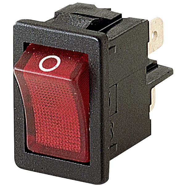  1855.1102 4A IP40 Illuminated Rocker Switch DPST Red Faston