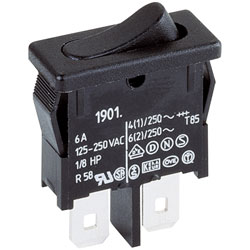 Marquardt 1901.1102 6A Rocker Switch SPST On-Off Faston Black 21mm