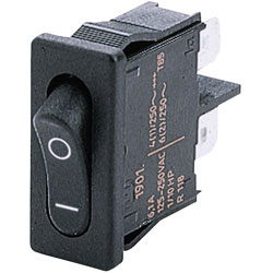 Marquardt 1901.1103 6A Rocker Switch SPST On-Off Faston Black 21mm 