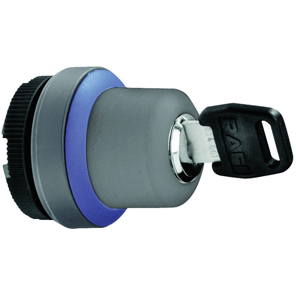 Rafi 1.30.255.202/0000 Key Switch Round 1 x 90° IP65 Ø29.8mm Metallic