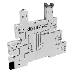 Hongfa 41F-1Z-C2-1 DIN Rail Mounting Socket for HFS32 Slim Relay ...
