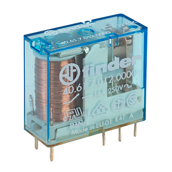 Finder Relay 40.61.9.012.4000 – 12V DC, 16A, AgSnO2 Contacts, Socket/Print Connector