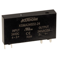 Kudom KSMA240D2-24 Solid State Relay 20-28VDC 48-280VAC Load 2A PCB or Plug In