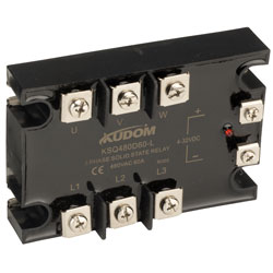 Kudom Panel Mount SSR 3 phase 4-32VDC 48-530VAC Load 60A with LED Zero Cross