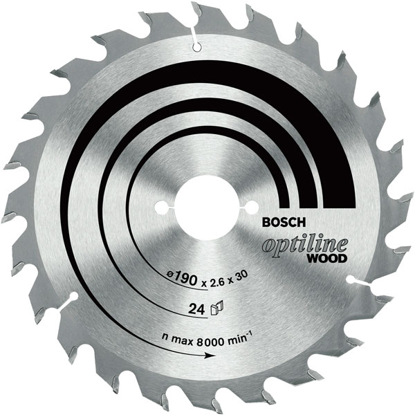 Bosch 2608640615 Circular Saw Blade Optiline Wood 190x30x2.6mm 24 ...