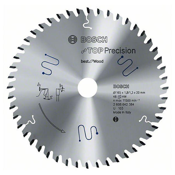Bosch 2608642386 Circular Saw Blade TCT Precision Wood 165x20x1.8m...