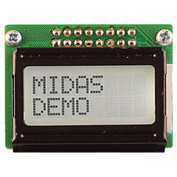 Midas Displays MC20805B6W-FPTLW-V2 2x8 COB LCD Black on White 5mm Character