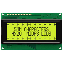 Midas Displays MC42005A6W-SPR-V2 4x20 Character COB LCD Reflective 5mm Character