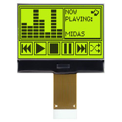 Midas Displays MCCOG128064B12W-SPTLY 128x64Graphic COG LCD Black on Yellow/Green