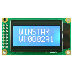 Winstar WH0802A1-TMI-JTV# LCD 8x2 STN Neg Blue, White LED B/L 3V